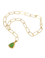 Big Sur Goldsmiths Green Tourmaline Pendant with Hand Forged Chain in 22k Gold