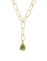 Big Sur Goldsmiths Green Tourmaline Pendant with Hand Forged Chain in 22k Gold