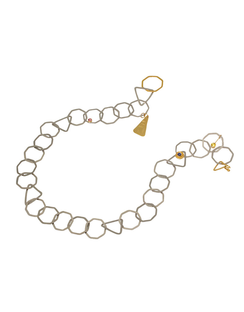 Big Sur Goldsmiths Hand Forged Sapphire Necklace in Platinum and 22k Gold