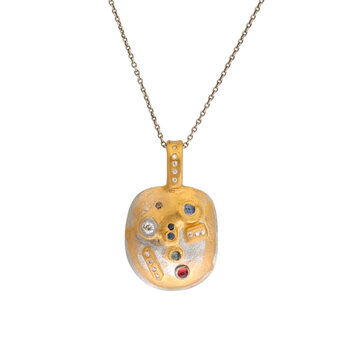 Big Sur Goldsmiths The Mask Pendant with Diamonds, Sapphires and Spinel