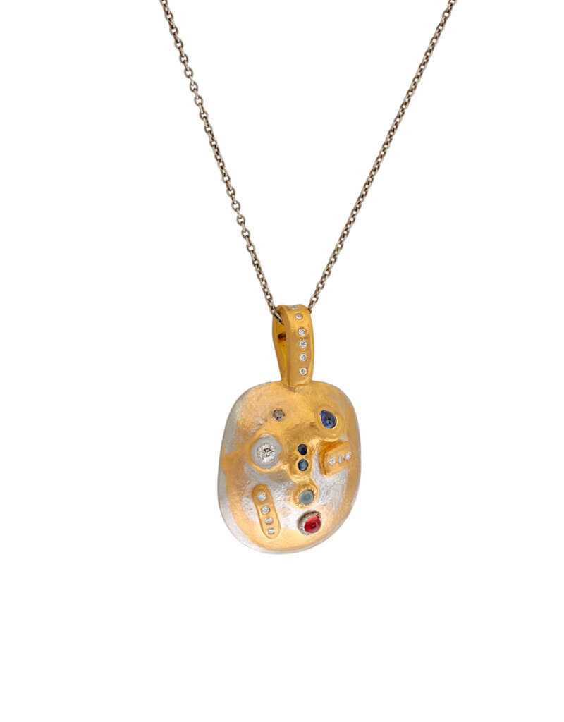Big Sur Goldsmiths The Mask Pendant with Diamonds, Sapphires and Spinel