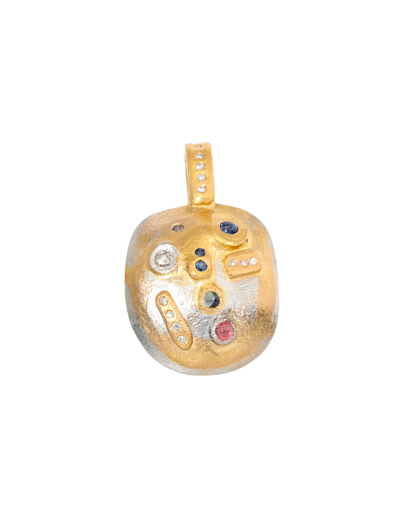 Big Sur Goldsmiths The Mask Pendant with Diamonds, Sapphires and Spinel