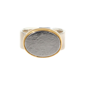 Big Sur Goldsmiths Meteorite Sleek Classic Ring in Silver and 22k Gold