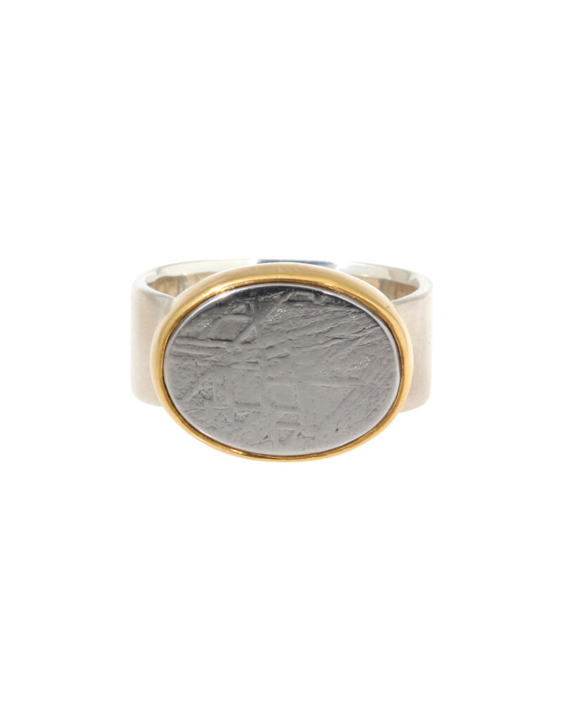 Big Sur Goldsmiths Meteorite Sleek Classic Ring in Silver and 22k Gold