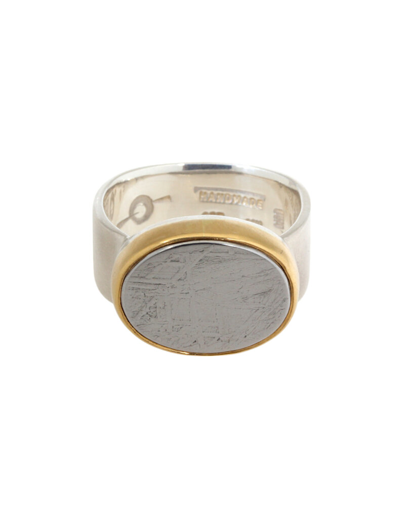 Big Sur Goldsmiths Meteorite Sleek Classic Ring in Silver and 22k Gold