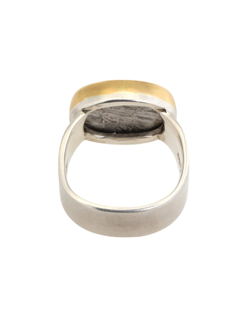 Big Sur Goldsmiths Meteorite Sleek Classic Ring in Silver and 22k Gold