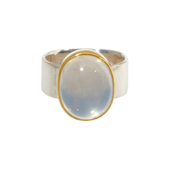 Big Sur Goldsmiths Moonstone Sleek Classic Ring in Silver and 22k Gold