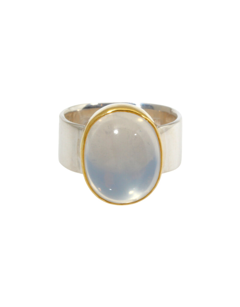 Big Sur Goldsmiths Moonstone Sleek Classic Ring in Silver and 22k Gold