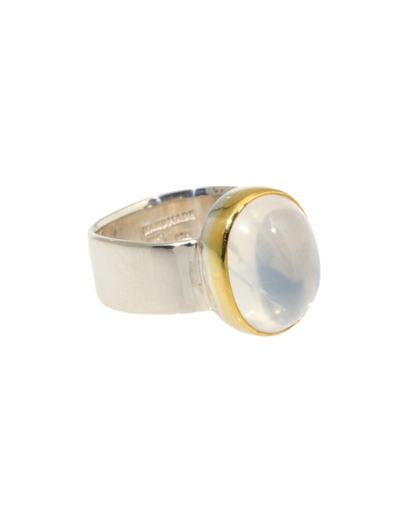 Big Sur Goldsmiths Moonstone Sleek Classic Ring in Silver and 22k Gold