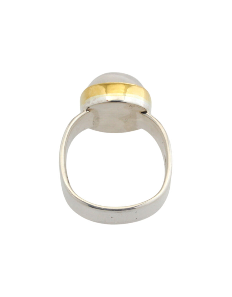 Big Sur Goldsmiths Moonstone Sleek Classic Ring in Silver and 22k Gold