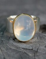 Big Sur Goldsmiths Moonstone Sleek Classic Ring in Silver and 22k Gold