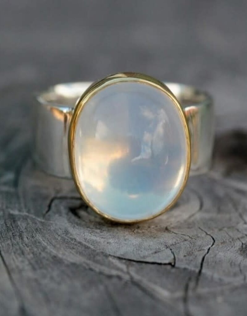 Big Sur Goldsmiths Moonstone Sleek Classic Ring in Silver and 22k Gold