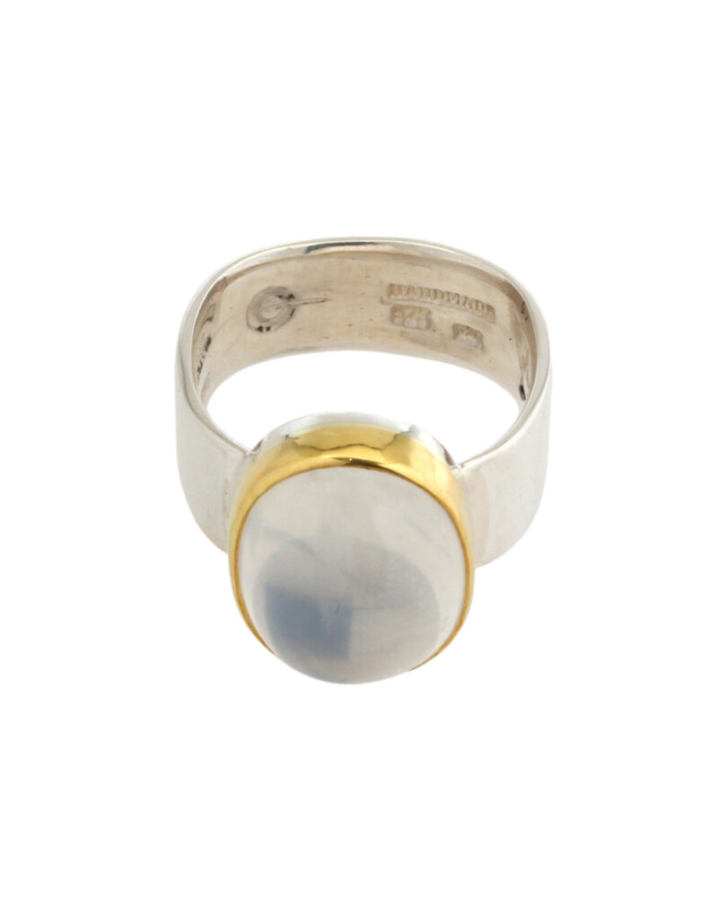 Big Sur Goldsmiths Moonstone Sleek Classic Ring in Silver and 22k Gold