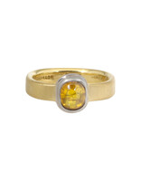 Big Sur Goldsmiths Natural Diamond Cabochon Ring in Platinum and 18k Gold