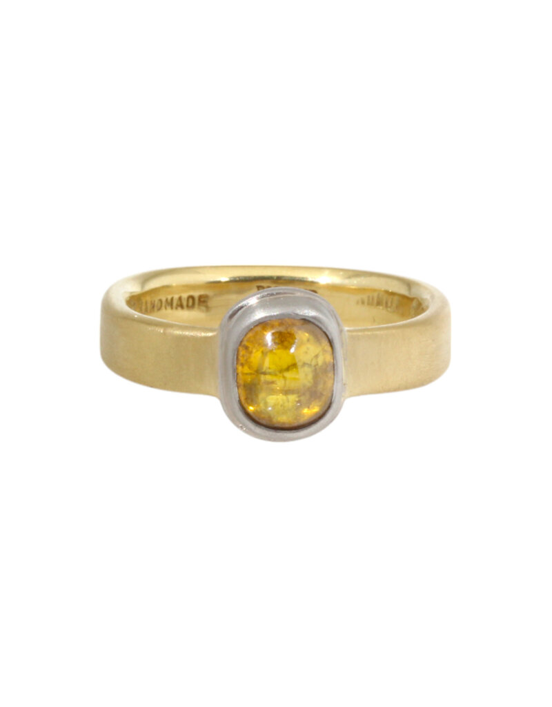 Big Sur Goldsmiths Natural Diamond Cabochon Ring in Platinum and 18k Gold