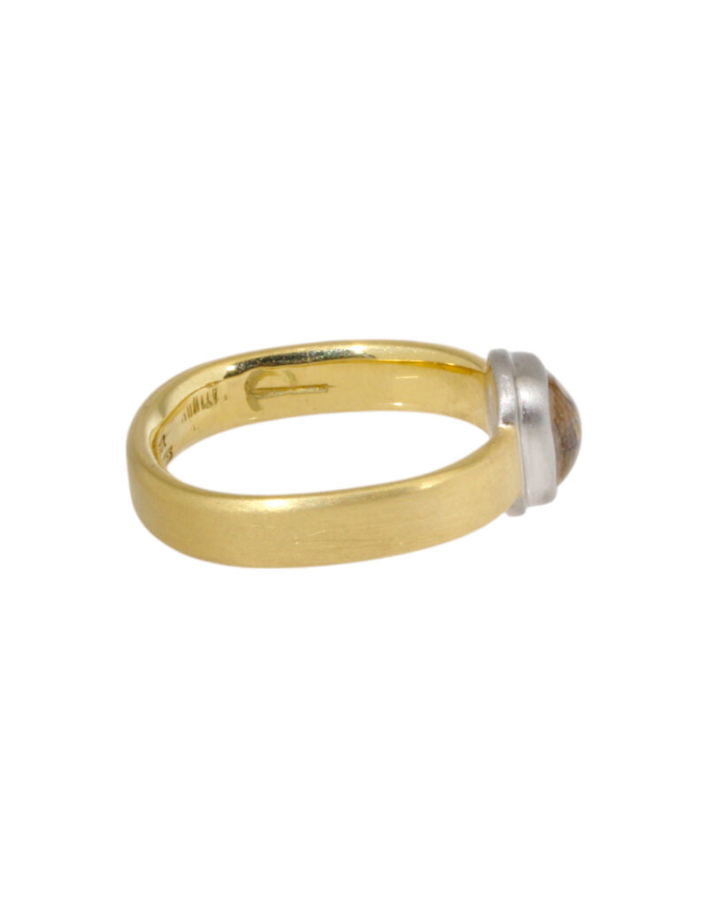 Big Sur Goldsmiths Natural Diamond Cabochon Ring in Platinum and 18k Gold