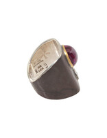 Big Sur Goldsmiths Pink Tourmaline Ancient Shield Saddle Ring in Silver, Platinum and 22k Gold