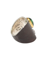 Big Sur Goldsmiths Tourmaline Ancient Shield Saddle Ring in Silver, Platinum and 22k Gold