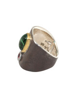 Big Sur Goldsmiths Tourmaline Ancient Shield Saddle Ring in Silver, Platinum and 22k Gold