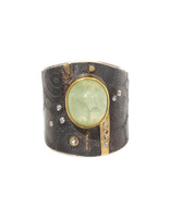 Big Sur Goldsmiths Prehnite Ancient Shield Saddle Ring in Silver and 22k Gold