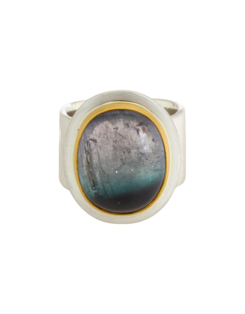 Big Sur Goldsmiths Tri-Color Tourmaline Classic Ring in Silver and 22k Gold