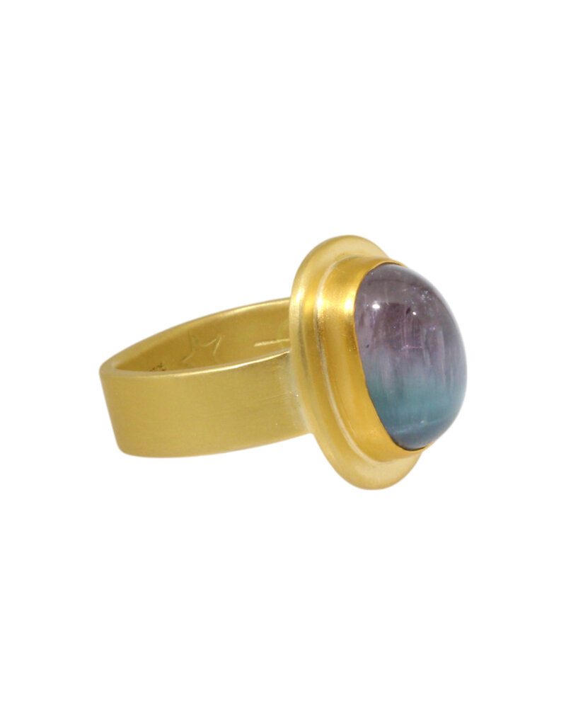 Big Sur Goldsmiths Lilac-Blue Chatoyant Tourmaline Planetary Trio Ring