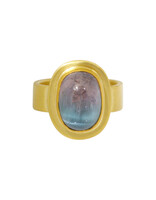 Big Sur Goldsmiths Lilac-Blue Chatoyant Tourmaline Planetary Trio Ring