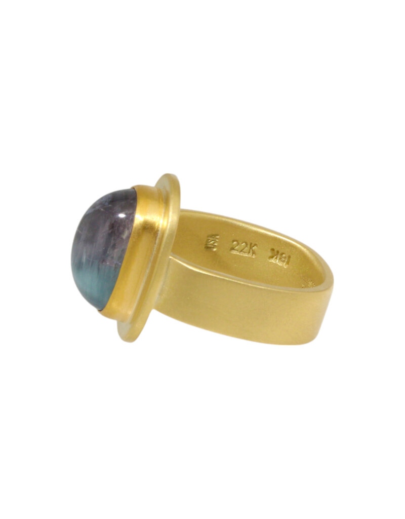 Big Sur Goldsmiths Lilac-Blue Chatoyant Tourmaline Planetary Trio Ring