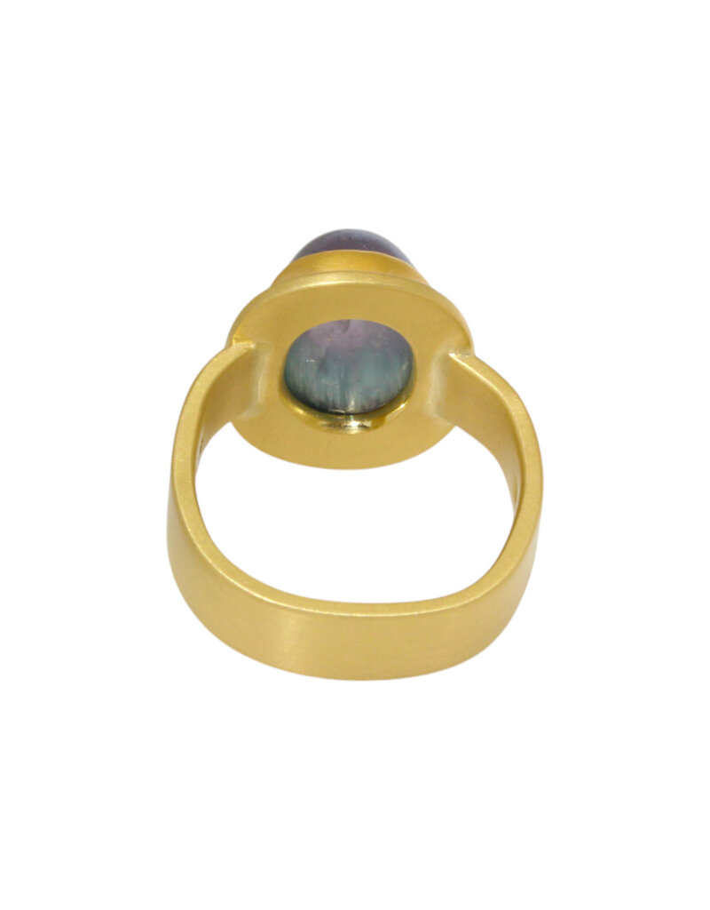 Big Sur Goldsmiths Lilac-Blue Chatoyant Tourmaline Planetary Trio Ring