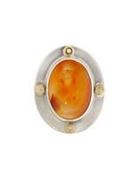 Big Sur Goldsmiths Carnelian Ring with Diamonds in Silver and 22k Gold