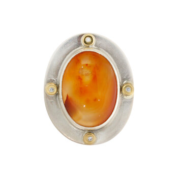 Big Sur Goldsmiths Carnelian Ring with Diamonds in Silver and 22k Gold