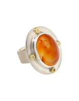 Big Sur Goldsmiths Carnelian Ring with Diamonds in Silver and 22k Gold