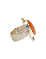 Big Sur Goldsmiths Carnelian Ring with Diamonds in Silver and 22k Gold