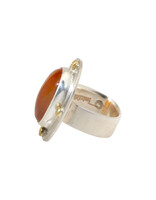 Big Sur Goldsmiths Carnelian Ring with Diamonds in Silver and 22k Gold