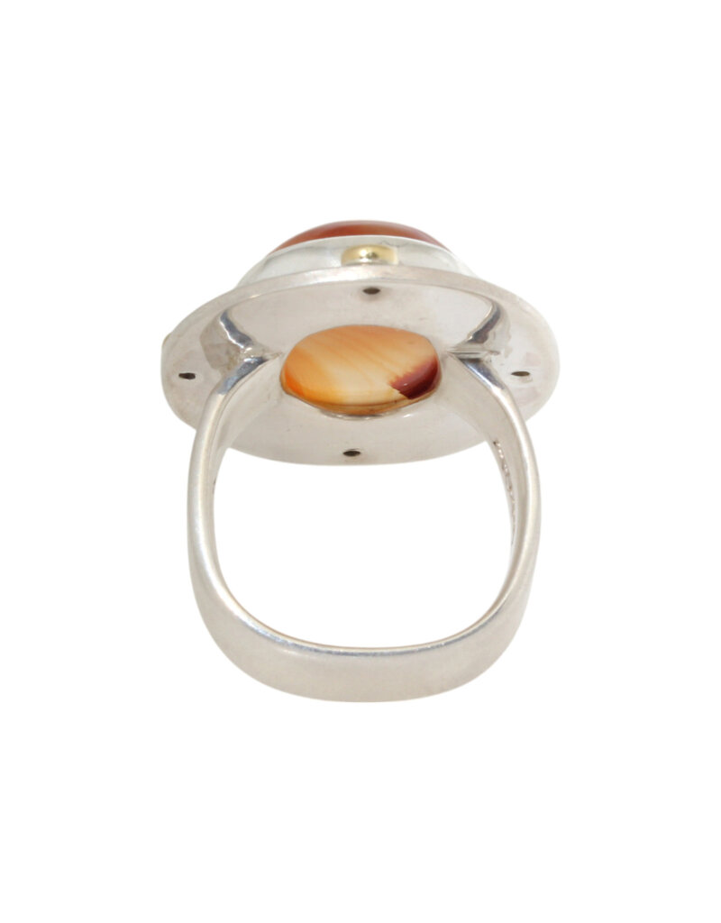 Big Sur Goldsmiths Carnelian Ring with Diamonds in Silver and 22k Gold