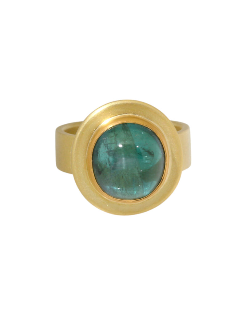 Big Sur Goldsmiths Chatoyant Indicolite Tourmaline Planetary Trio Ring