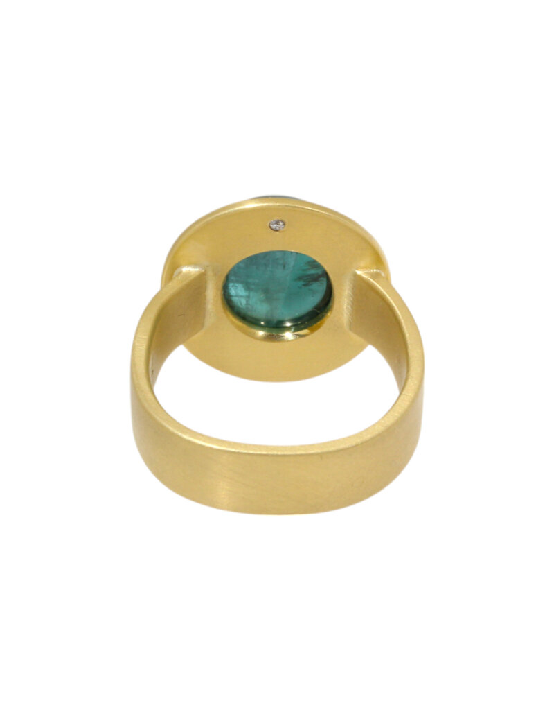 Big Sur Goldsmiths Chatoyant Indicolite Tourmaline Planetary Trio Ring