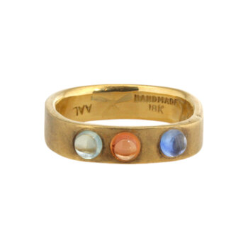 Big Sur Goldsmiths Three Sapphire Cabochon Band in 18k Yellow Gold