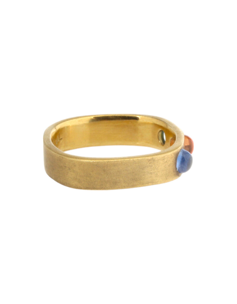 Big Sur Goldsmiths Three Sapphire Cabochon Band in 18k Yellow Gold