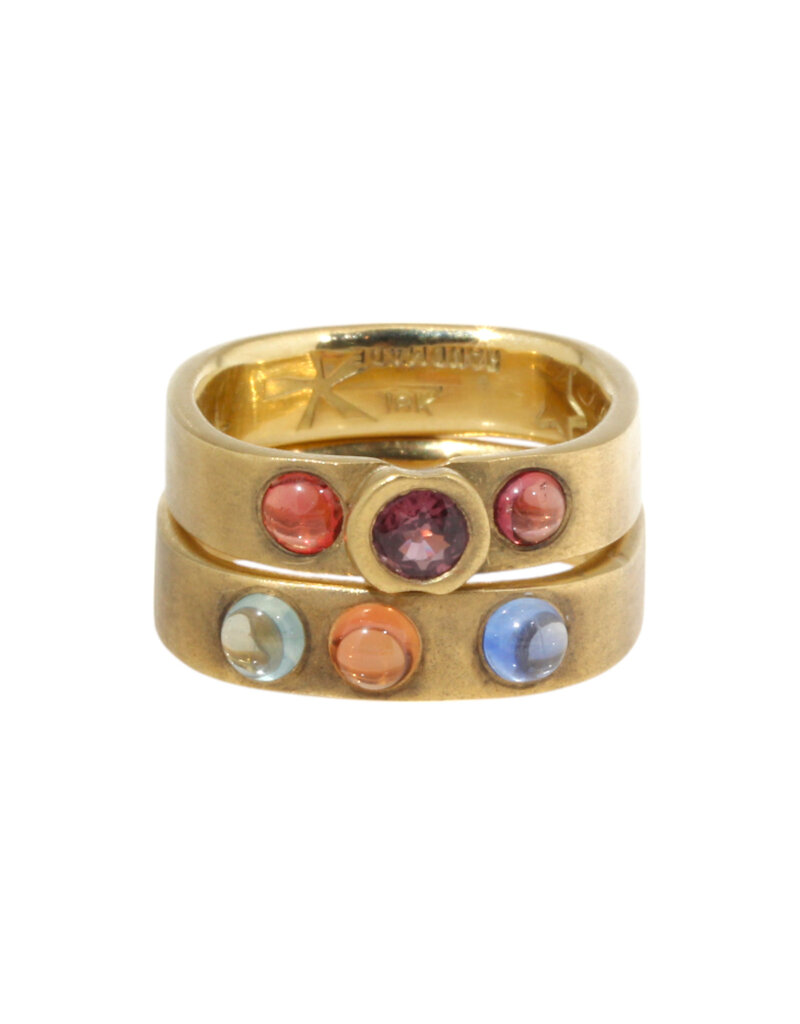 Big Sur Goldsmiths Three Sapphire Cabochon Band in 18k Yellow Gold