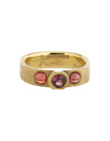 Big Sur Goldsmiths Two Sapphire and Garnet Band in 18k Yellow Gold