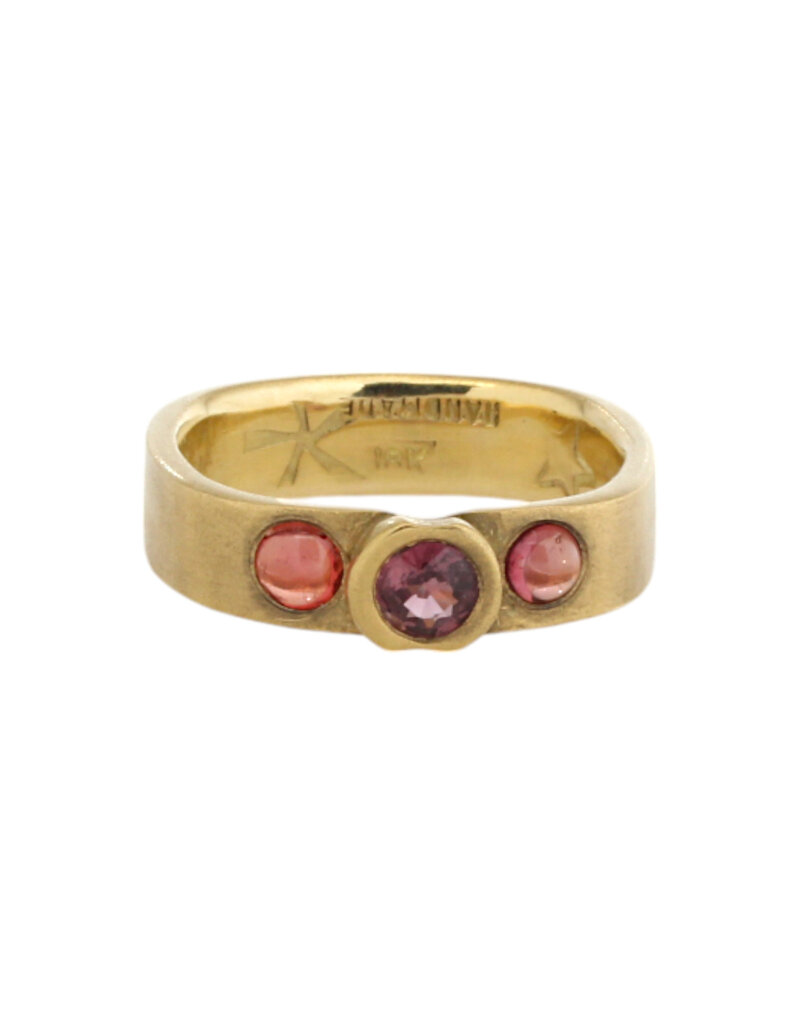 Big Sur Goldsmiths Two Sapphire and Garnet Band in 18k Yellow Gold