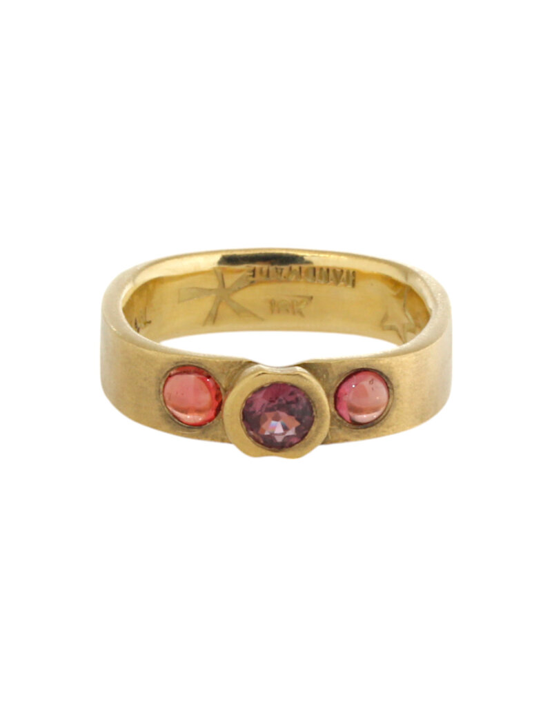 Big Sur Goldsmiths Two Sapphire and Garnet Band in 18k Yellow Gold