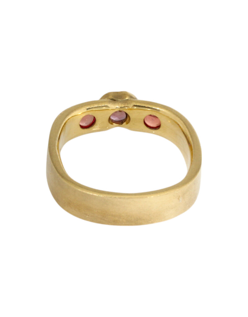 Big Sur Goldsmiths Two Sapphire and Garnet Band in 18k Yellow Gold