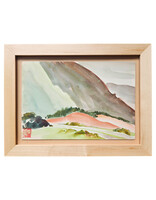 Kenneth Higashimachi Extra Small Painting #1 - Mountainside in Maple Frame