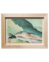 Kenneth Higashimachi Small Painting #2 - Green Mountain Road in Maple Frame