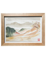Kenneth Higashimachi Small Painting #8 - Multicolored Valley in Cherry Frame