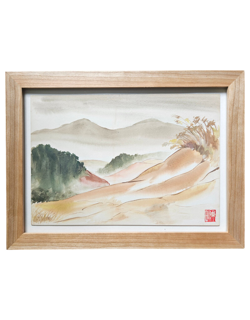 Kenneth Higashimachi Small Painting #8 - Multicolored Valley in Cherry Frame