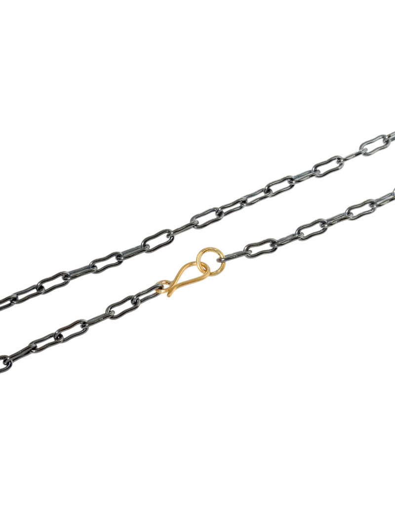 16" - 18 Gauge Bone Link Chain in Oxidized Silver and 18k Gold