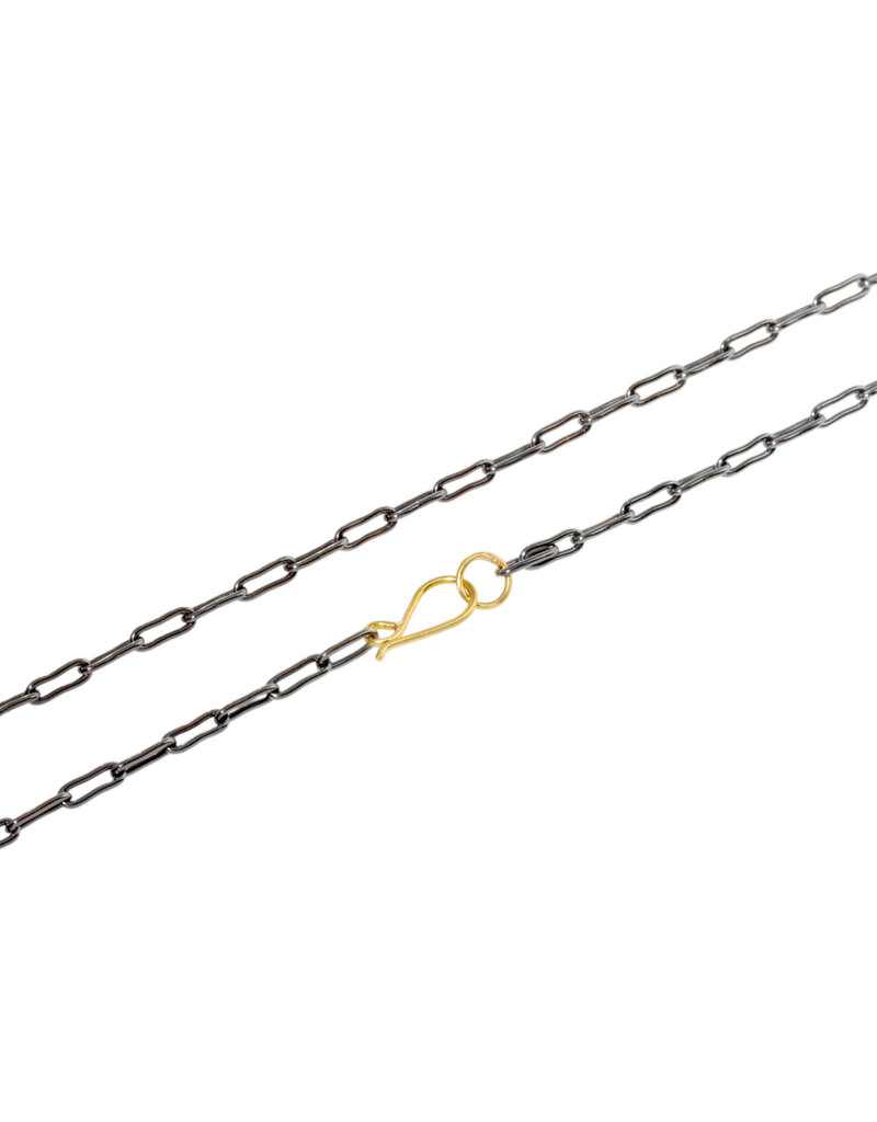 18" - 20 Gauge Bone Link Chain in Oxidized Silver and 18k Gold